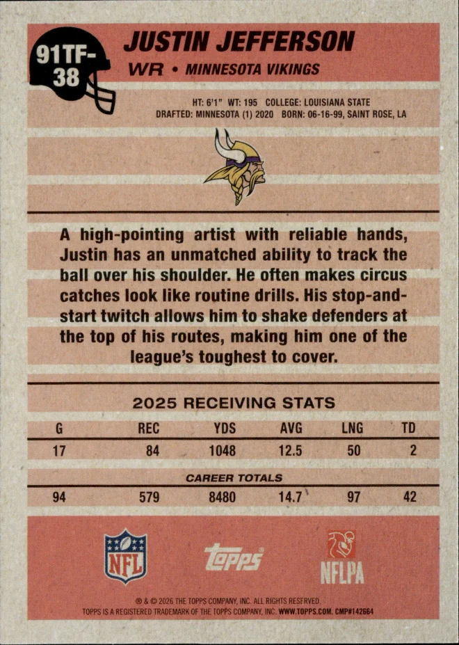 Justin Jefferson card back