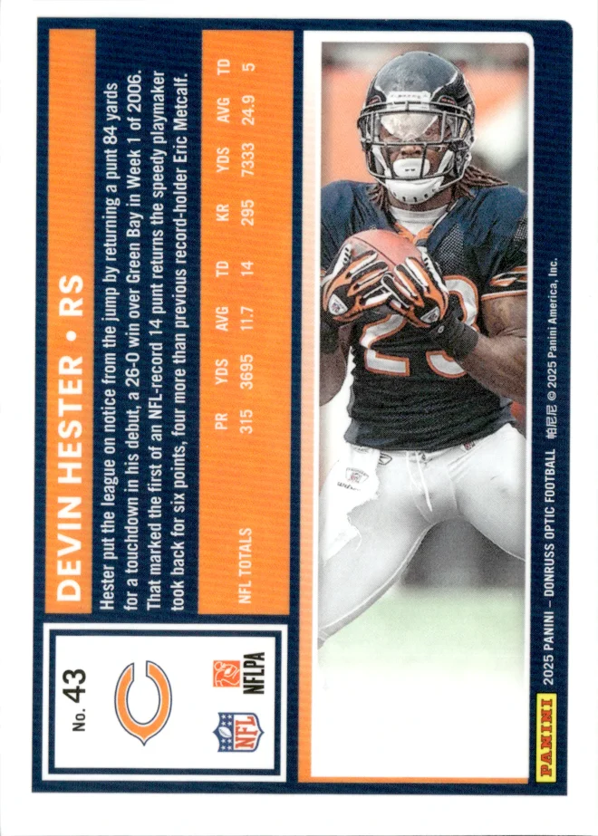 Devin Hester card back