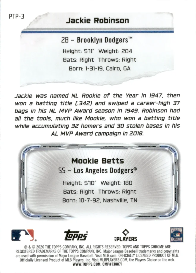 Jackie Robinson / Mookie Betts card back
