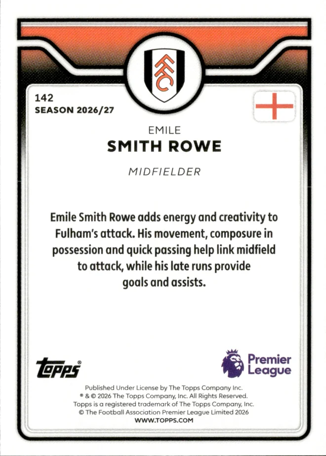 Emile Smith Rowe card back