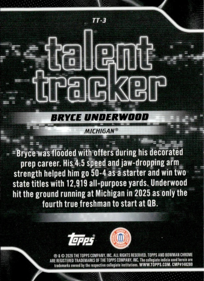 Bryce Underwood card back