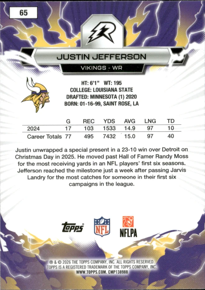 Justin Jefferson card back