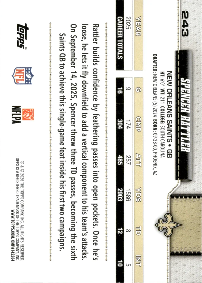 Spencer Rattler card back