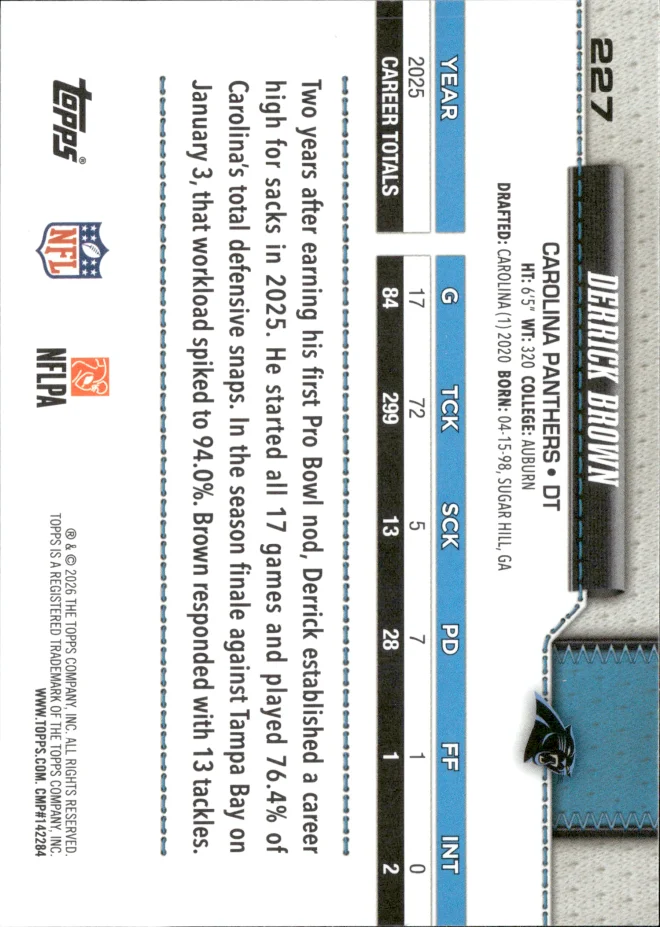 Derrick Brown card back