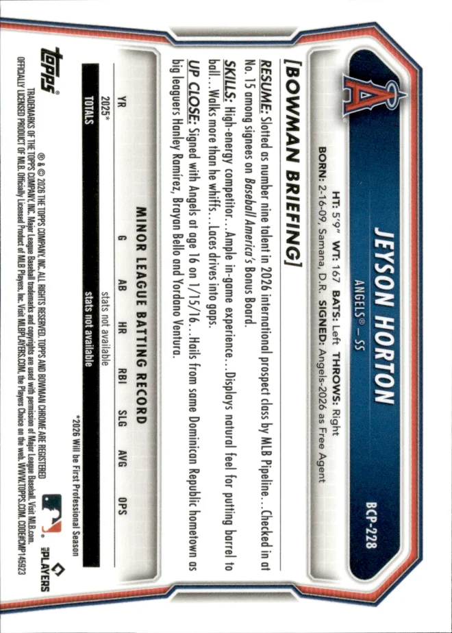 Jeyson Horton card back