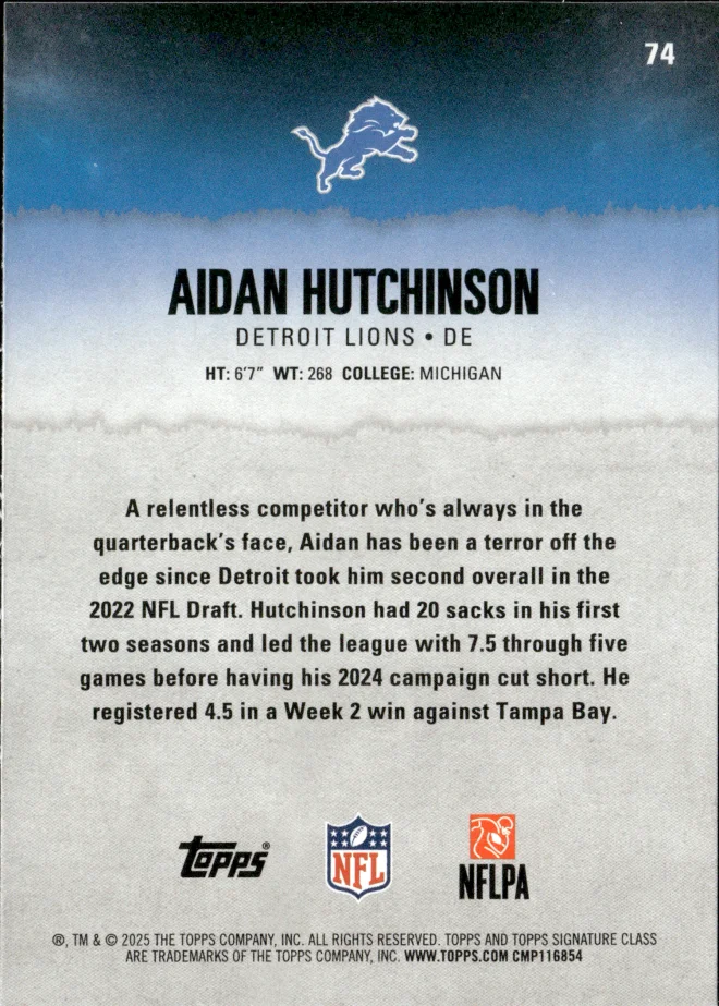 Aidan Hutchinson card back
