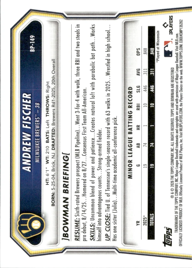 Andrew Fischer card back