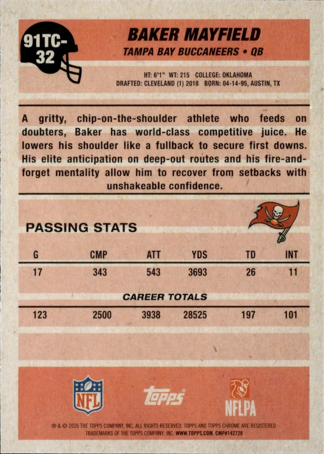 Baker Mayfield card back