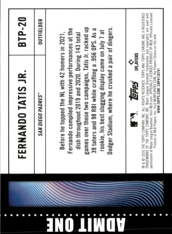 Fernando Tatis Jr. card back