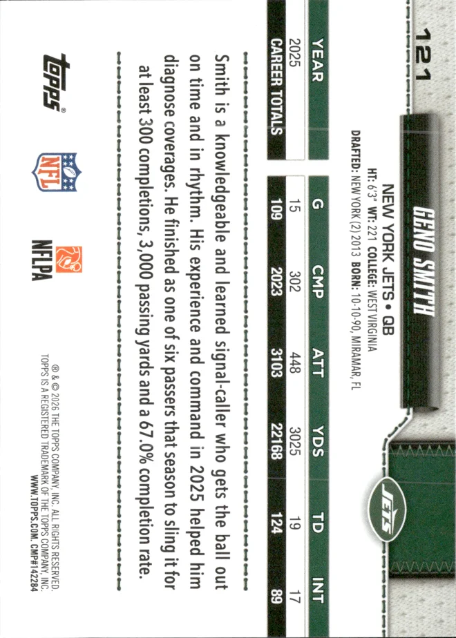 Geno Smith card back