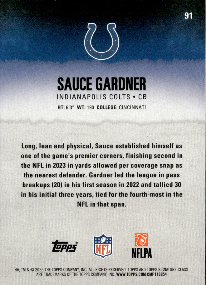 Sauce Gardner card back
