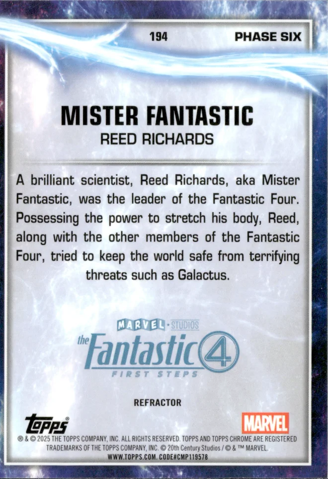 Reed Richards / Mister Fantastic card back