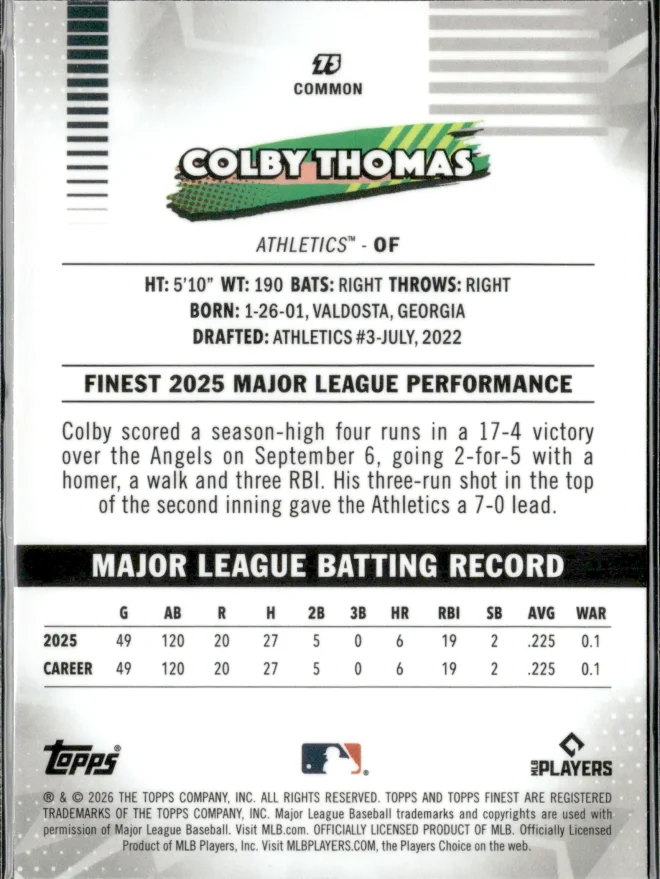 Colby Thomas card back