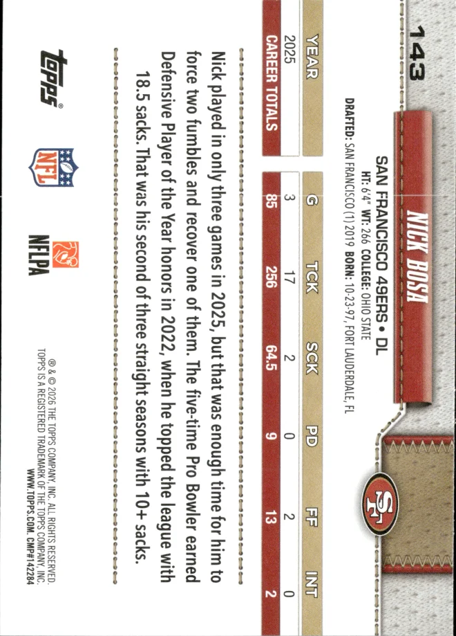 Nick Bosa card back