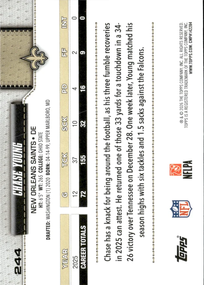 Chase Young card back