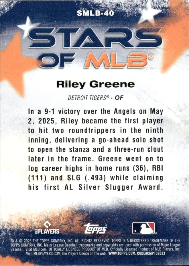 Riley Greene card back