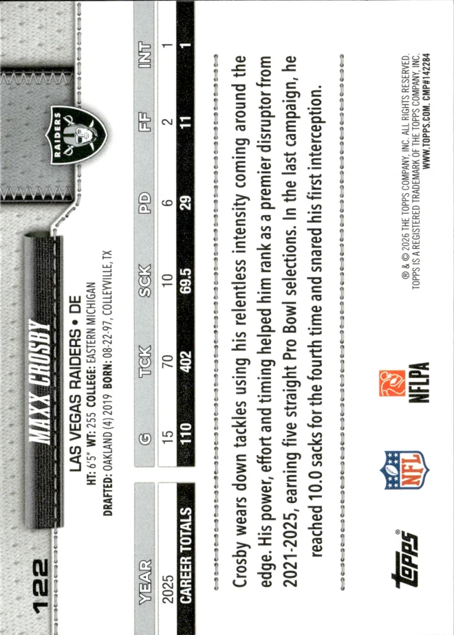 Maxx Crosby card back