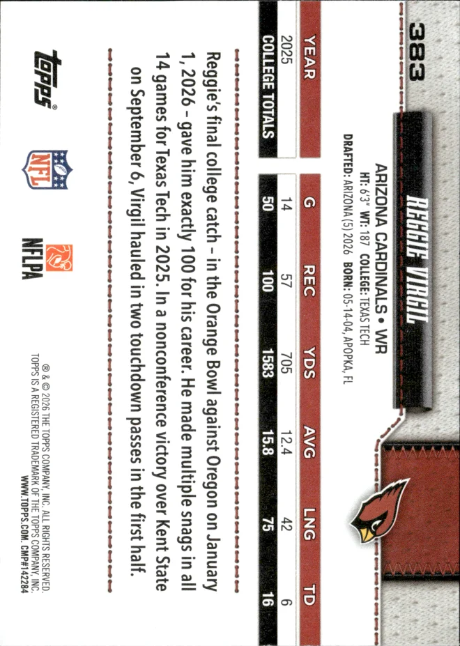 Reggie Virgil card back