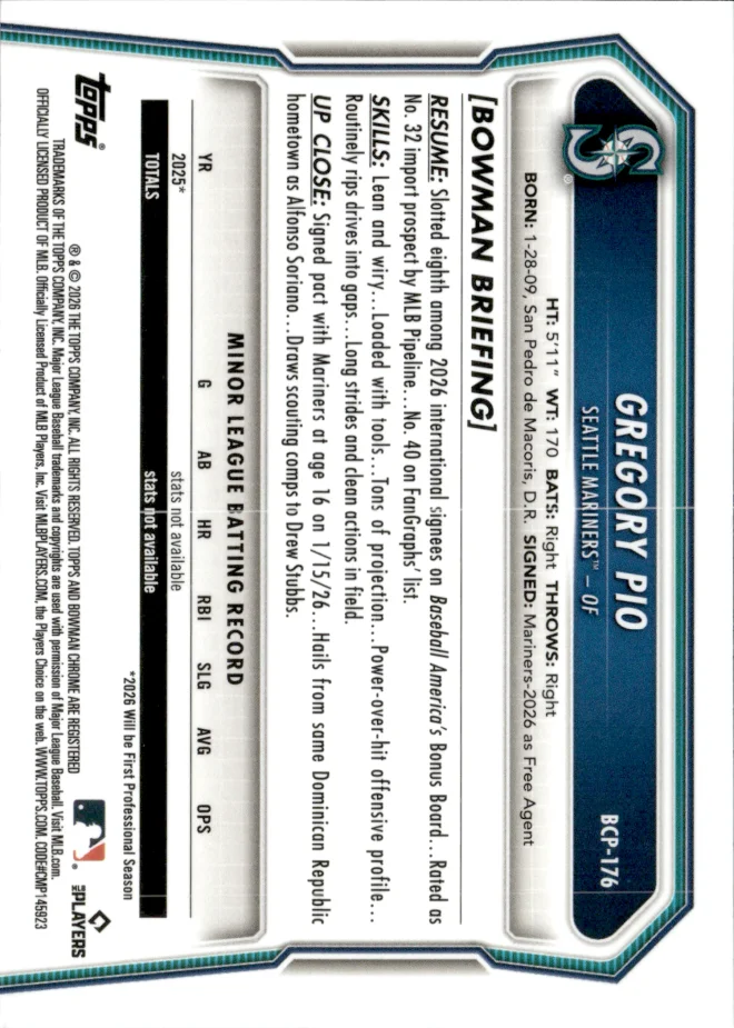 Gregory Pio card back