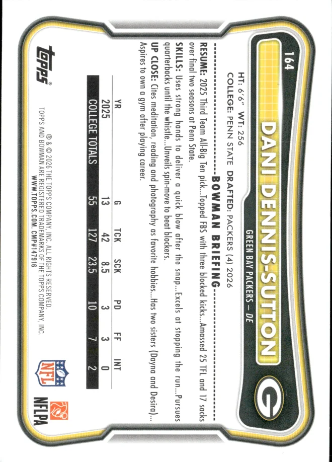 Dani Dennis-Sutton card back