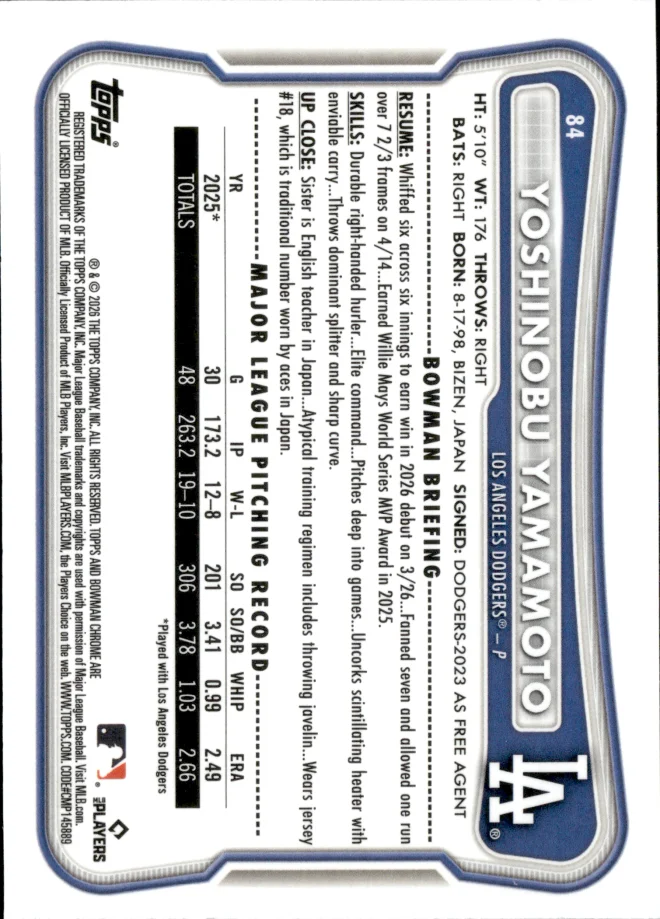 Yoshinobu Yamamoto card back