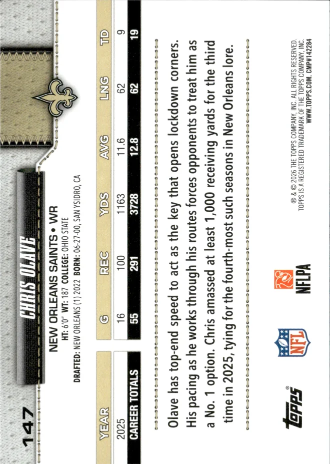 Chris Olave card back
