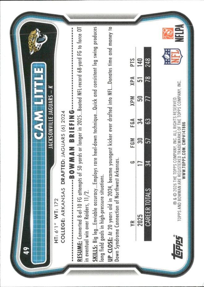 Cam Little card back