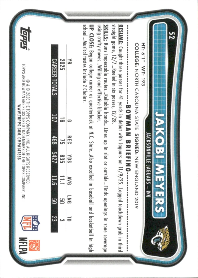 Jakobi Meyers card back