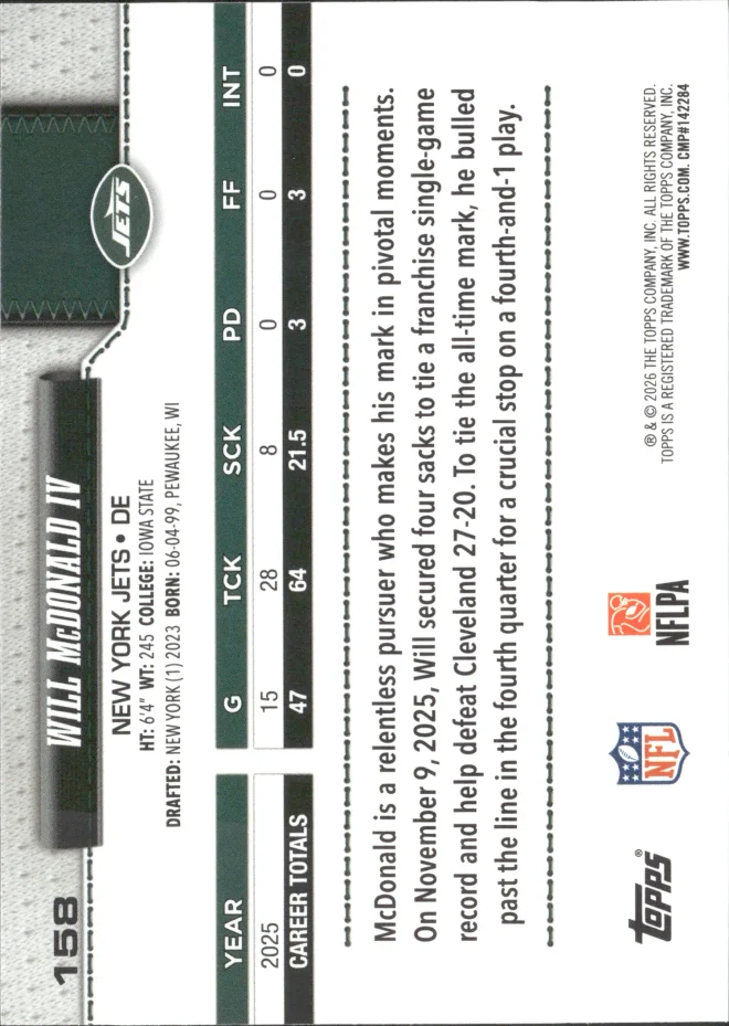 Will McDonald IV card back
