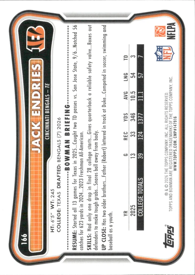 Jack Endries card back