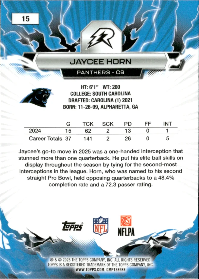 Jaycee Horn card back