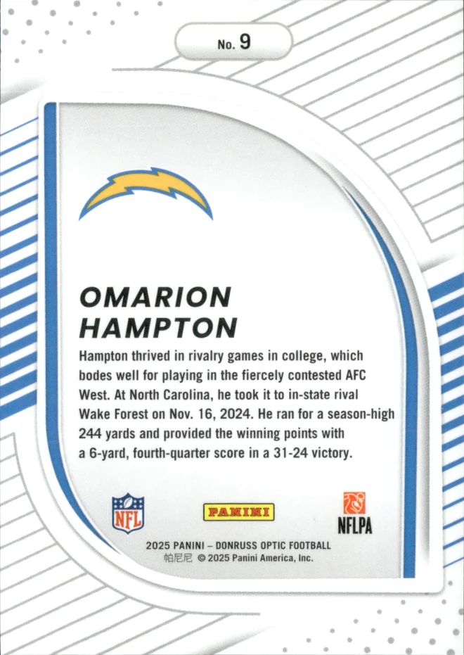 Omarion Hampton card back