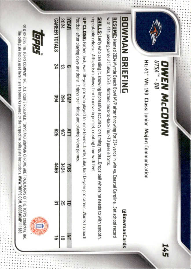Owen McCown card back