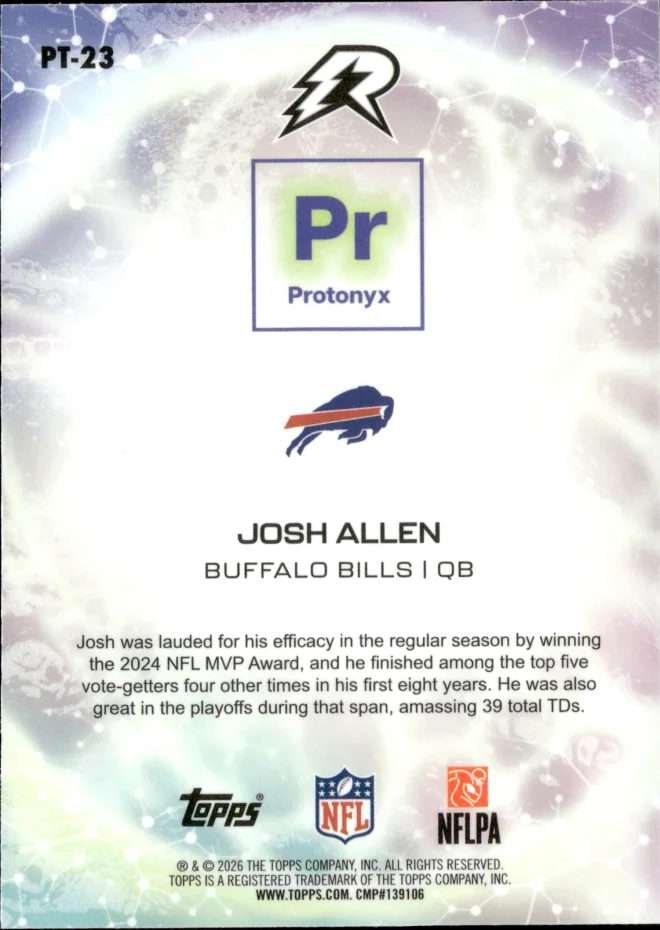 Josh Allen card back