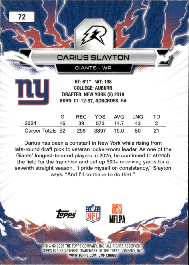 Darius Slayton card back