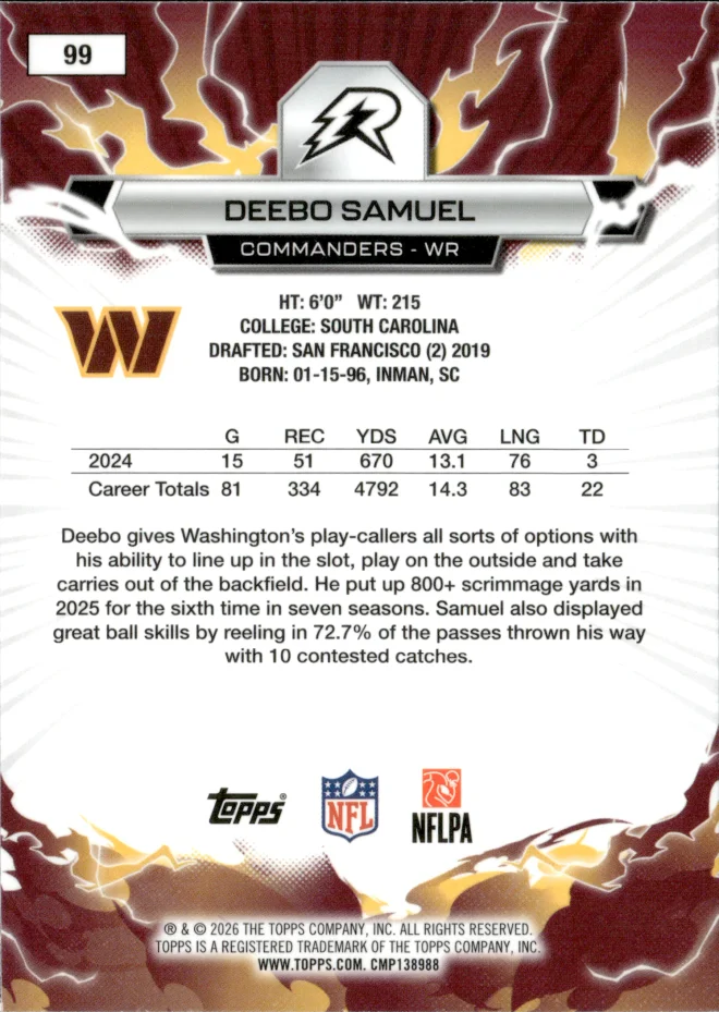 Deebo Samuel card back
