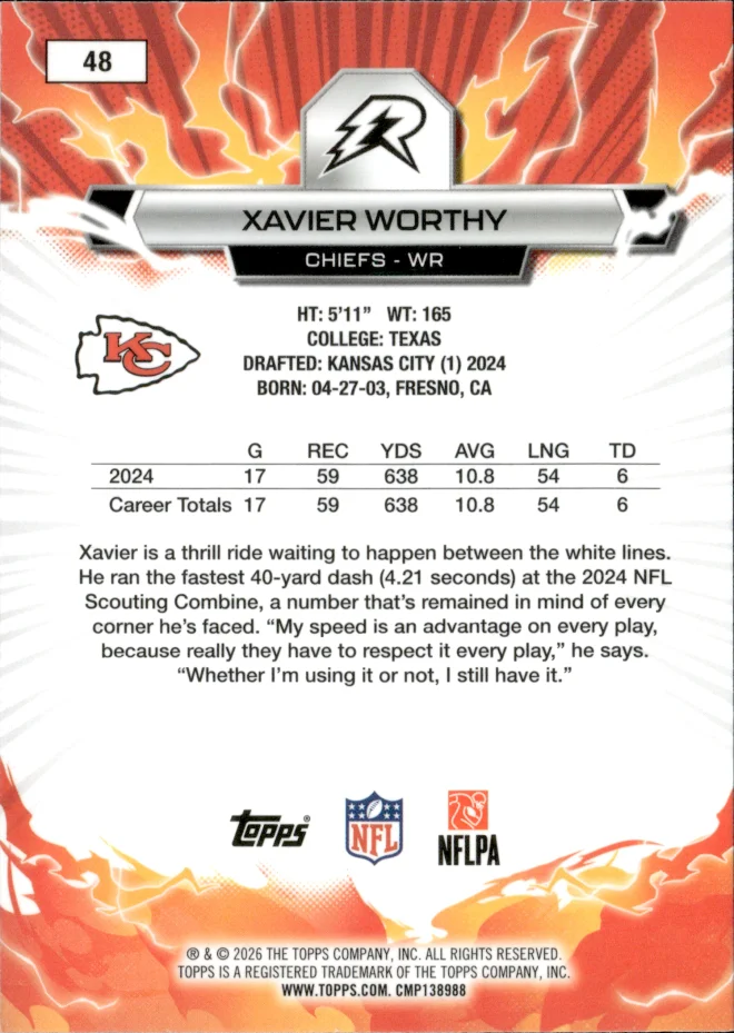 Xavier Worthy card back