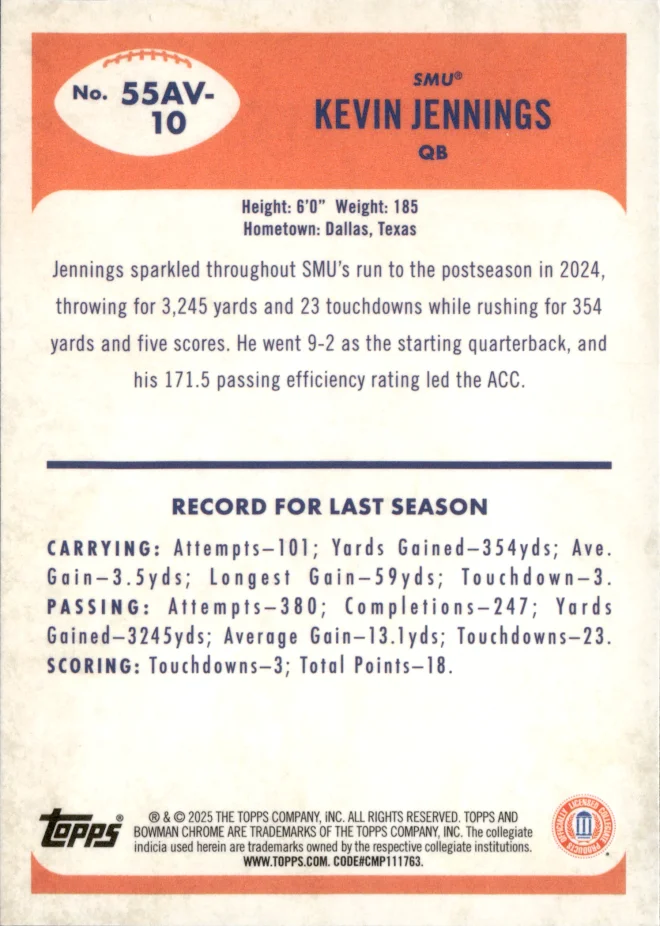 Kevin Jennings card back