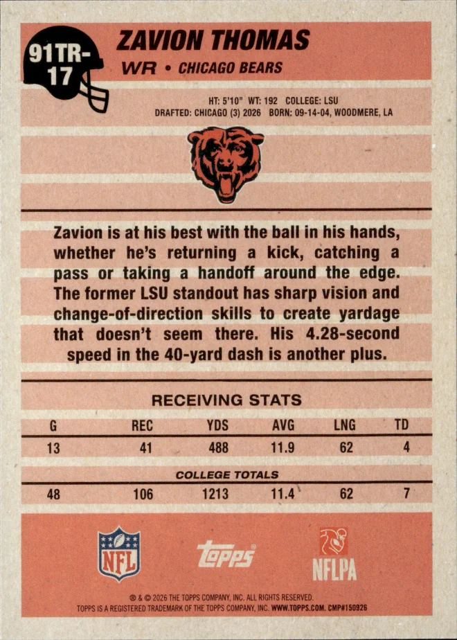 Zavion Thomas card back