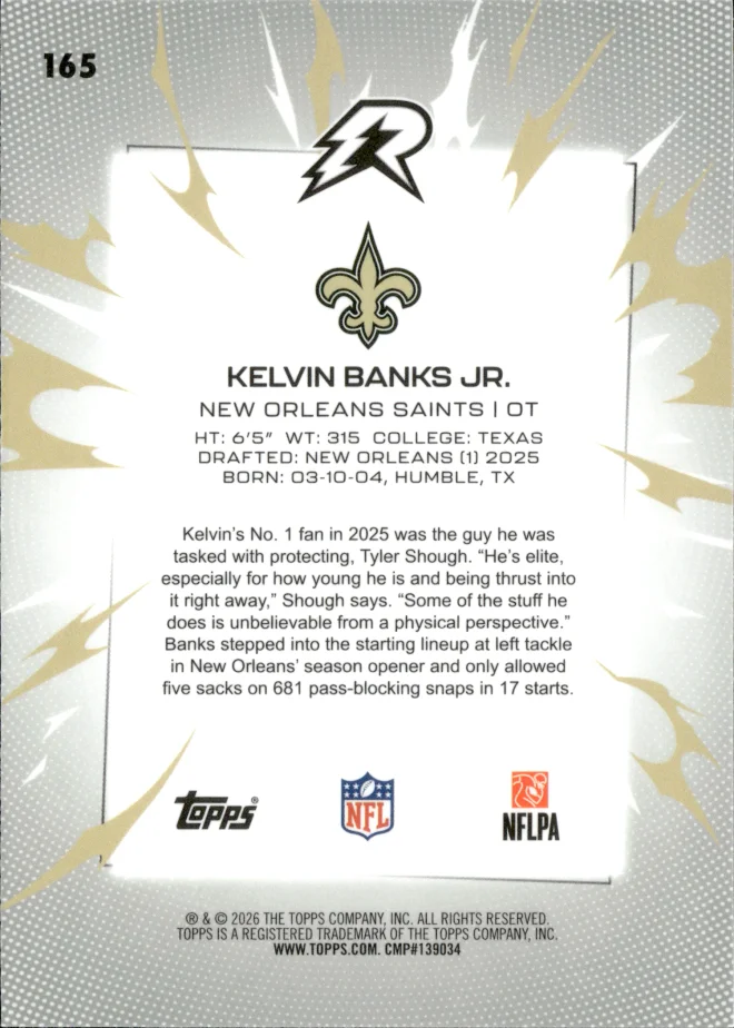 Kelvin Banks Jr. card back