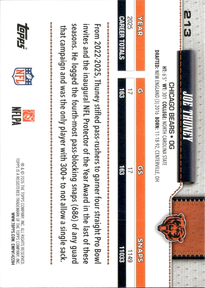 Joe Thuney card back