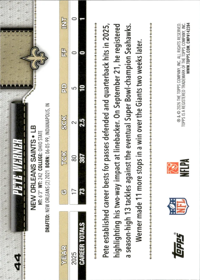 Pete Werner card back