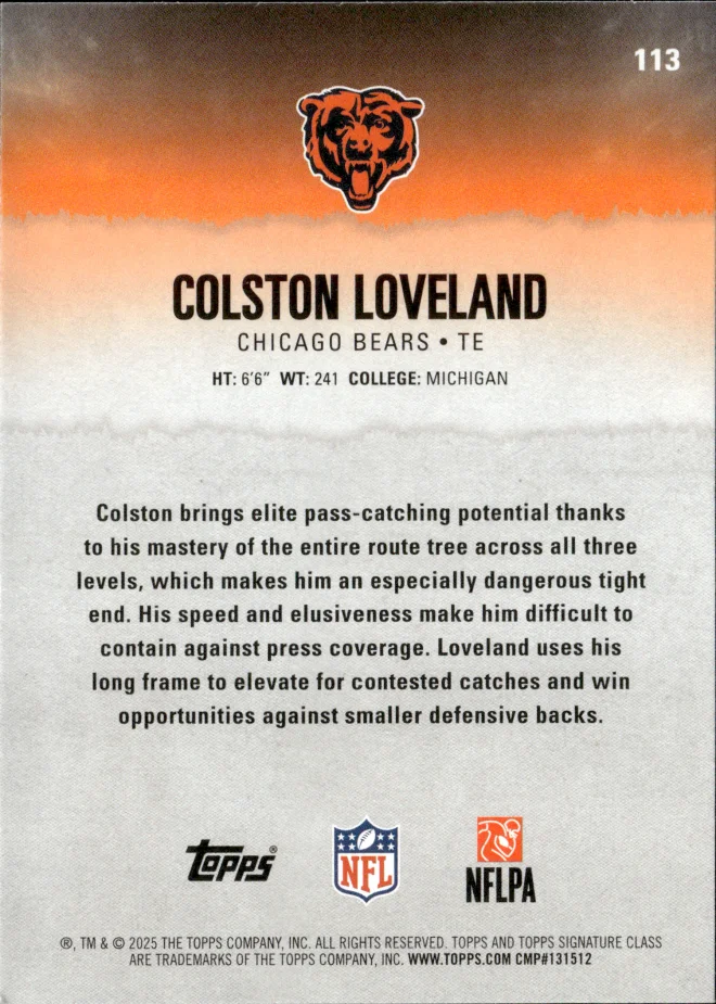 Colston Loveland card back