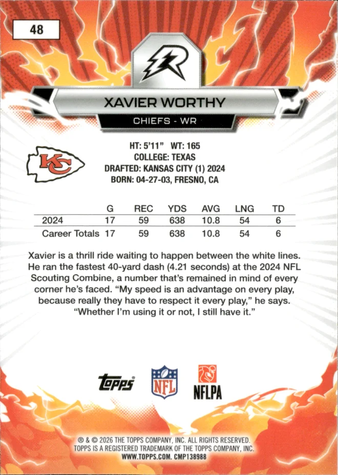 Xavier Worthy card back