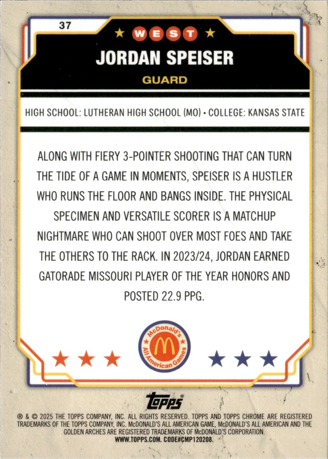 Jordan Speiser card back