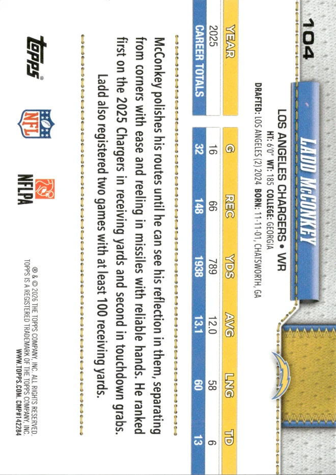 Ladd McConkey card back