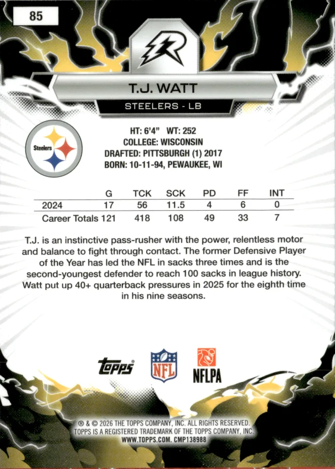 T.J. Watt card back