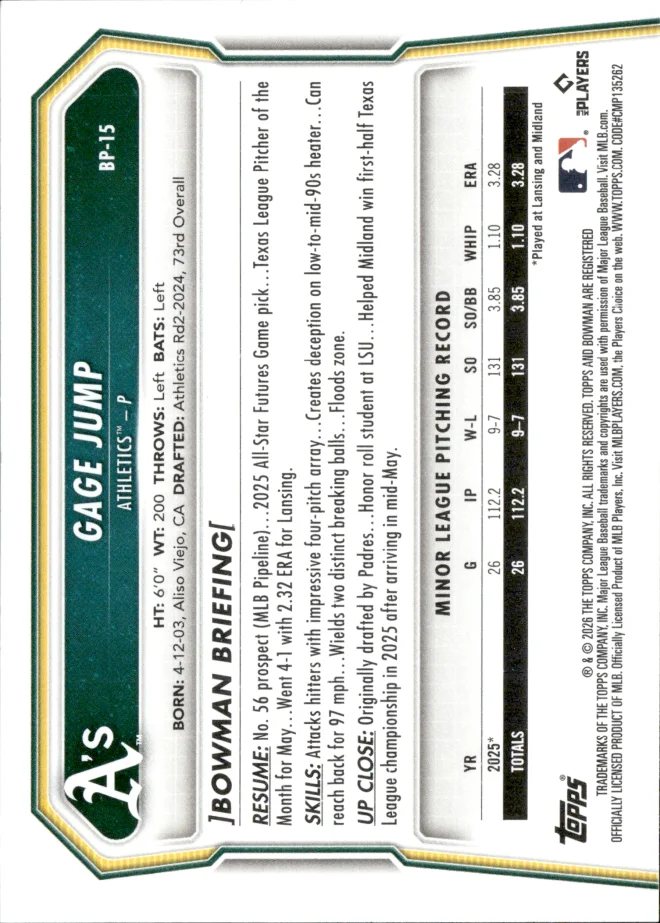 Gage Jump card back