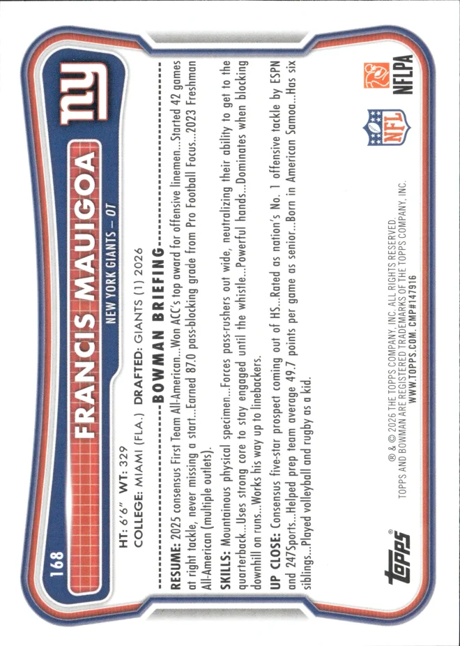 Francis Mauigoa card back