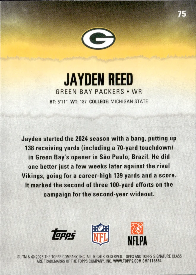 Jayden Reed card back